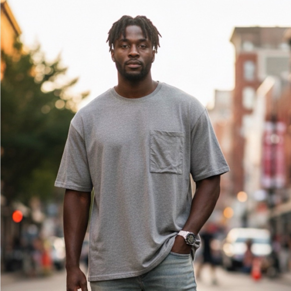 No Boundaries Men's Heather Grey Pocket Tee - XXL